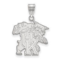 Sterling Silver Rhodium-plated LogoArt University of Kentucky U-k Wildcat Large Pendant view 1
