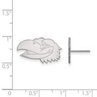 Sterling Silver Rhodium-plated LogoArt University of Kansas Jayhawk Small Post Earrings view 2