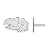 Sterling Silver Rhodium-plated LogoArt University of Kansas Jayhawk Small Post Earrings view 1