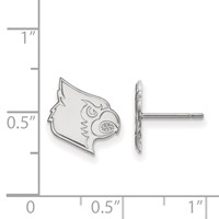 Sterling Silver Rhodium-plated LogoArt University of Louisville Cardinal Small Post Earrings view 2