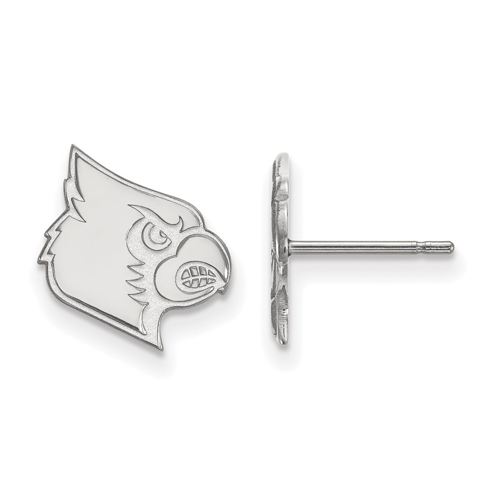 Sterling Silver Rhodium-plated LogoArt University of Louisville Cardinal Small Post Earrings