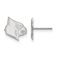 Sterling Silver Rhodium-plated LogoArt University of Louisville Cardinal Small Post Earrings view 1
