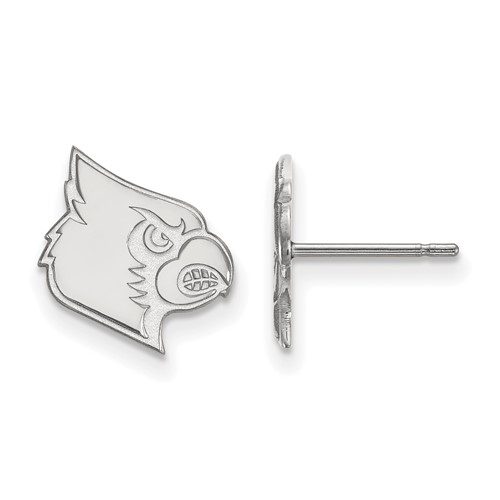Sterling Silver Rhodium-plated LogoArt University of Louisville Cardinal Small Post Earrings