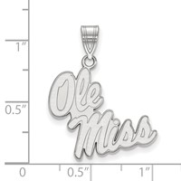 Sterling Silver Rhodium-plated LogoArt University of Mississippi Ole Miss Large Pendant view 2