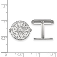 Sterling Silver Rhodium-plated LogoArt University of Nebraska Crest Cuff Links view 2
