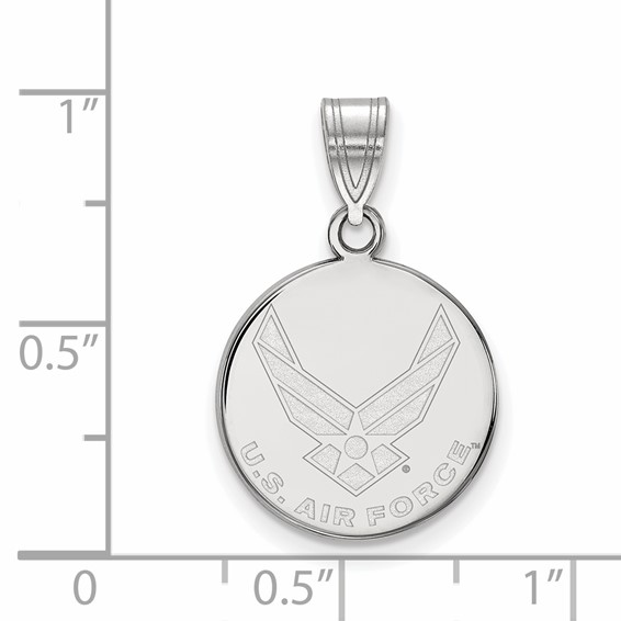 Sterling Silver Rhodium-plated LogoArt U.S. Air Force Medium Disc Pendant