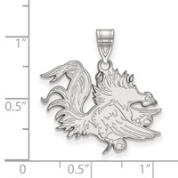 Sterling Silver Rhodium-plated LogoArt University of South Carolina Gamecock Large Pendant view 2