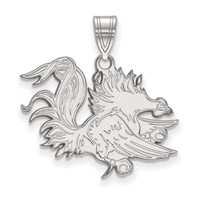 Sterling Silver Rhodium-plated LogoArt University of South Carolina Gamecock Large Pendant view 1