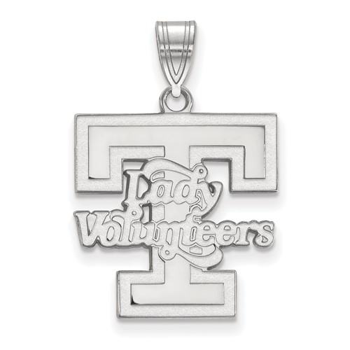 Sterling Silver Rhodium-plated LogoArt University of Tennessee Lady Volunteers Large Pendant