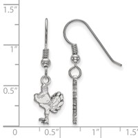 Sterling Silver Rhodium-plated LogoArt Virginia Tech HokieBird Small Dangle Wire Earrings view 2