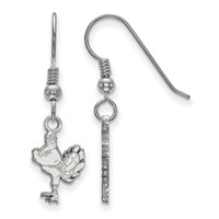 Sterling Silver Rhodium-plated LogoArt Virginia Tech HokieBird Small Dangle Wire Earrings view 1