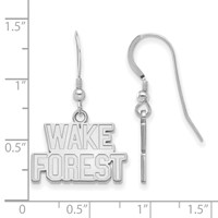 Sterling Silver Rhodium-plated LogoArt Wake Forest University W-f Small Dangle Wire Earrings view 2