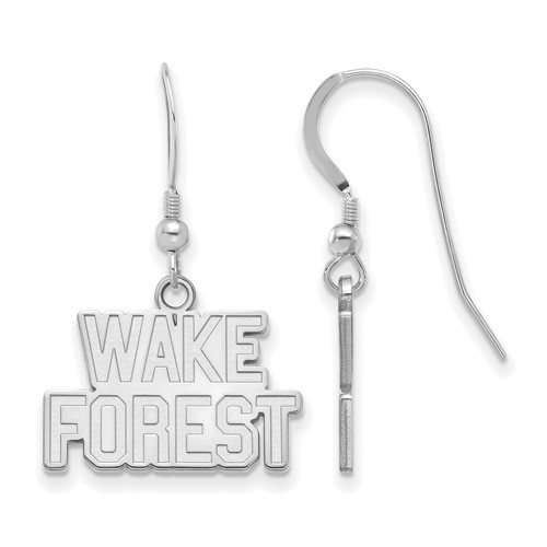 Sterling Silver Rhodium-plated LogoArt Wake Forest University W-f Small Dangle Wire Earrings