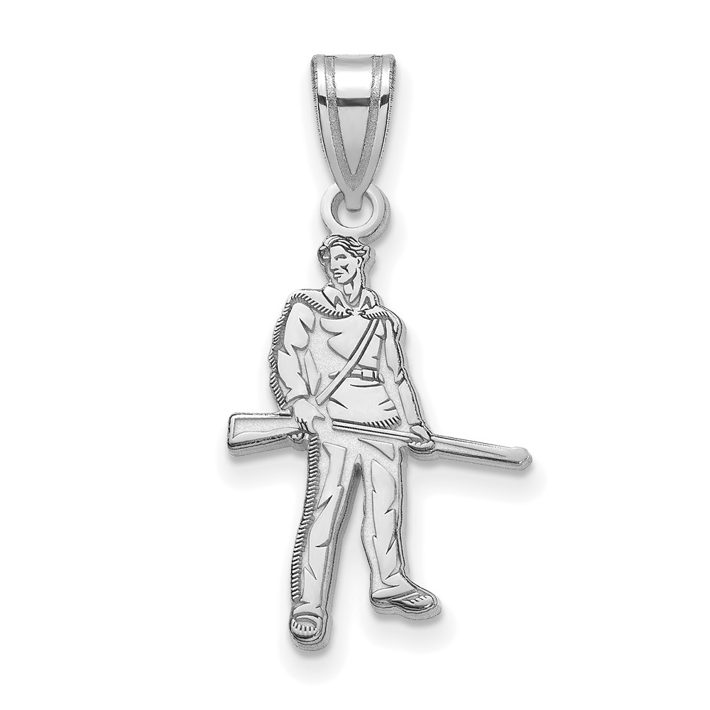 Sterling Silver Rhodium-plated LogoArt West Virginia University Mountaineer Large Pendant