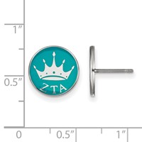 Sterling Silver Rhodium-plated LogoArt Zeta Tau Alpha Sorority Symbol Color Enamel Post Earrings view 2
