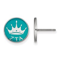 Sterling Silver Rhodium-plated LogoArt Zeta Tau Alpha Sorority Symbol Color Enamel Post Earrings view 1