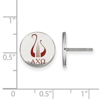 Sterling Silver Rhodium-plated LogoArt Alpha Chi Omega Sorority Symbol Color Enamel Post Earrings view 2