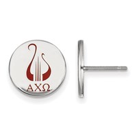 Sterling Silver Rhodium-plated LogoArt Alpha Chi Omega Sorority Symbol Color Enamel Post Earrings view 1