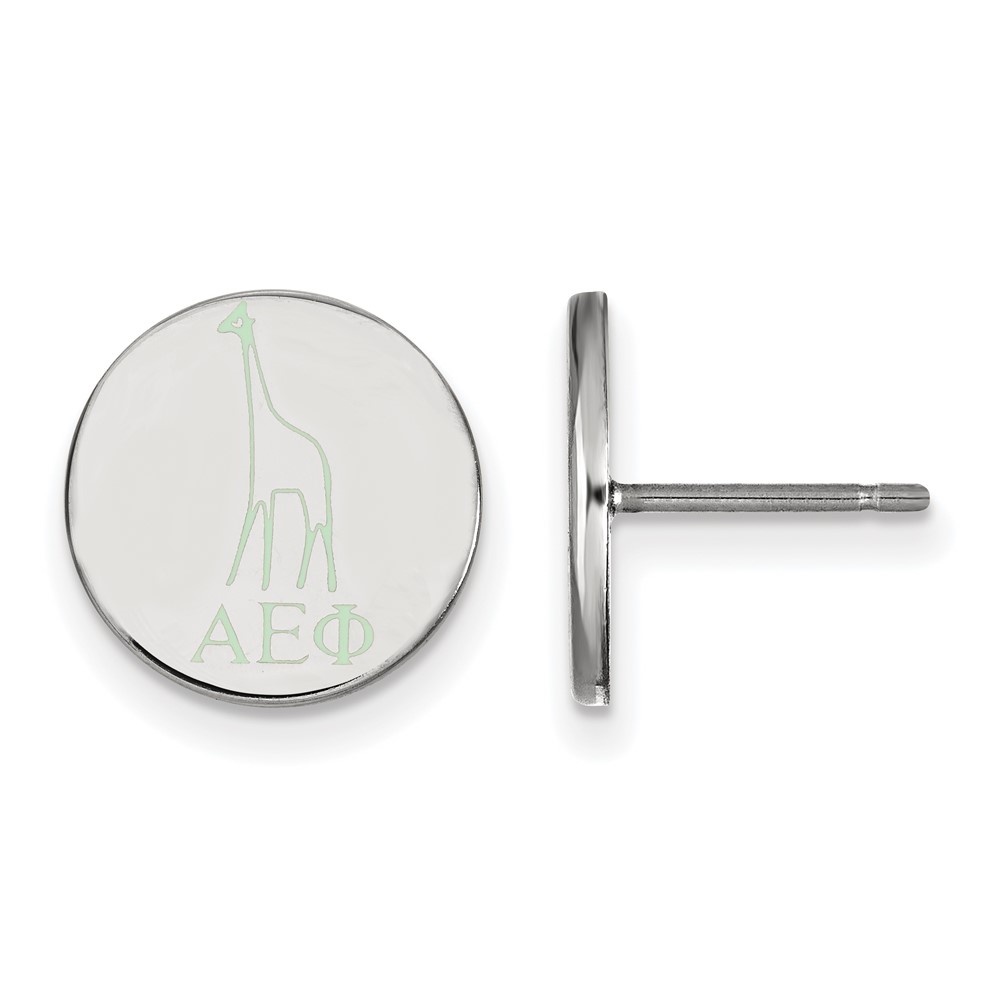 Sterling Silver Rhodium-plated LogoArt Alpha Epsilon Phi Sorority Symbol Color Enamel Post Earrings
