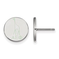 Sterling Silver Rhodium-plated LogoArt Alpha Epsilon Phi Sorority Symbol Color Enamel Post Earrings view 1