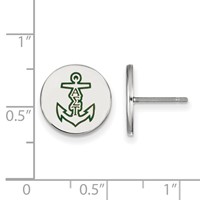 Sterling Silver Rhodium-plated LogoArt Alpha Sigma Tau Sorority Symbol Color Enamel Post Earrings view 2