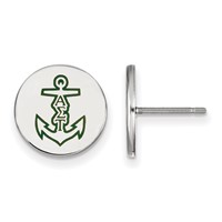 Sterling Silver Rhodium-plated LogoArt Alpha Sigma Tau Sorority Symbol Color Enamel Post Earrings view 1