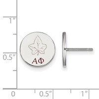 Sterling Silver Rhodium-plated LogoArt Alpha Phi Sorority Symbol Color Enamel Post Earrings view 2
