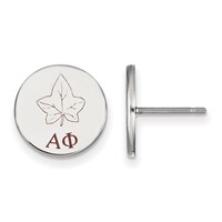 Sterling Silver Rhodium-plated LogoArt Alpha Phi Sorority Symbol Color Enamel Post Earrings view 1