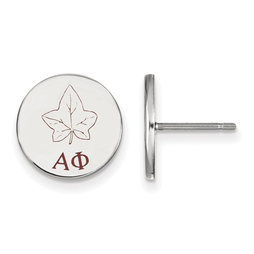 Sterling Silver Rhodium-plated LogoArt Alpha Phi Sorority Symbol Color Enamel Post Earrings