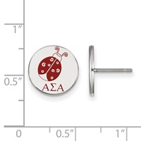 Sterling Silver Rhodium-plated LogoArt Alpha Sigma Alpha Sorority Symbol Color Enamel Post Earrings view 2