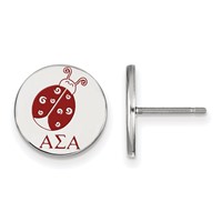 Sterling Silver Rhodium-plated LogoArt Alpha Sigma Alpha Sorority Symbol Color Enamel Post Earrings view 1