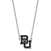 Sterling Silver Rhodium-plated LogoArt Baylor University Bears Large Enameled Pendant Necklace, 18" view 2
