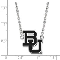 Sterling Silver Rhodium-plated LogoArt Baylor University Bears Large Enameled Pendant Necklace, 18" view 3