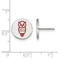 Sterling Silver Rhodium-plated LogoArt Chi Omega Sorority Symbol Color Enamel Post Earrings view 2