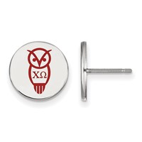 Sterling Silver Rhodium-plated LogoArt Chi Omega Sorority Symbol Color Enamel Post Earrings view 1