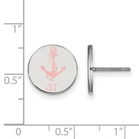 Sterling Silver Rhodium-plated LogoArt Delta Gamma Sorority Symbol Color Enamel Post Earrings view 2