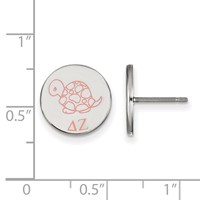 Sterling Silver Rhodium-plated LogoArt Delta Zeta Sorority Symbol Color Enamel Post Earrings view 2