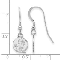 Sterling Silver Rhodium-plated LogoArt Florida State University Seminole Extra Small Dangle Wire Earrings view 2