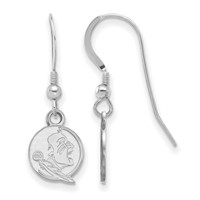 Sterling Silver Rhodium-plated LogoArt Florida State University Seminole Extra Small Dangle Wire Earrings view 1