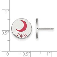 Sterling Silver Rhodium-plated LogoArt Gamma Phi Beta Sorority Symbol Color Enamel Post Earrings view 2