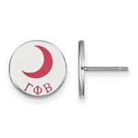 Sterling Silver Rhodium-plated LogoArt Gamma Phi Beta Sorority Symbol Color Enamel Post Earrings view 1