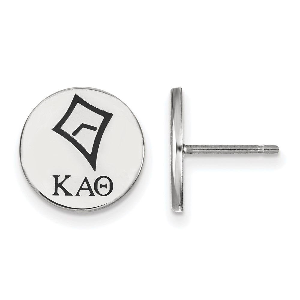 Sterling Silver Rhodium-plated LogoArt Kappa Alpha Theta Sorority Symbol Color Enamel Post Earrings