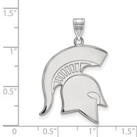 Sterling Silver Rhodium-plated LogoArt Michigan State University Spartan Extra Large Pendant view 2