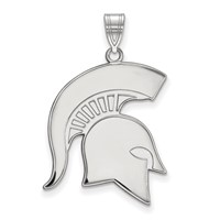 Sterling Silver Rhodium-plated LogoArt Michigan State University Spartan Extra Large Pendant view 1