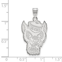 Sterling Silver Rhodium-plated LogoArt North Carolina State University Wolf Extra Large Pendant view 2