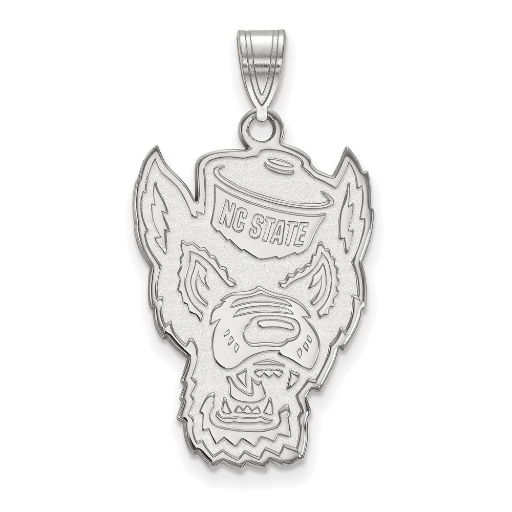 Sterling Silver Rhodium-plated LogoArt North Carolina State University Wolf Extra Large Pendant