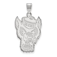 Sterling Silver Rhodium-plated LogoArt North Carolina State University Wolf Extra Large Pendant view 1