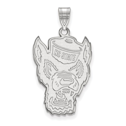 Sterling Silver Rhodium-plated LogoArt North Carolina State University Wolf Extra Large Pendant