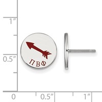 Sterling Silver Rhodium-plated LogoArt Pi Beta Phi Sorority Symbol Color Enamel Post Earrings view 2
