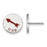 Sterling Silver Rhodium-plated LogoArt Pi Beta Phi Sorority Symbol Color Enamel Post Earrings view 1